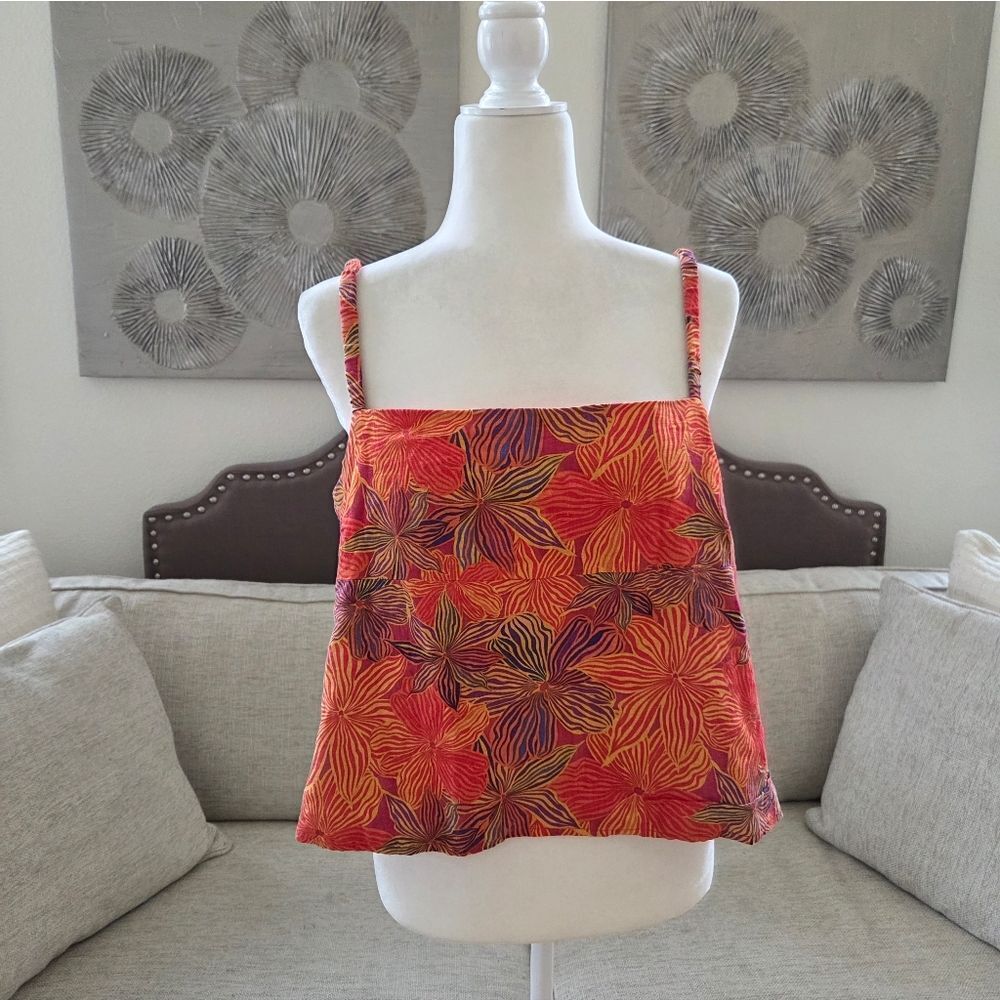 House Of Harlow Babydoll Cropped Linen Blend Tank Top Sz Lg